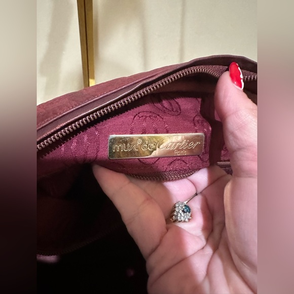 Cartier Bourdeax Pebbled Leather Large Crossbody Bag - Picture 9 of 10